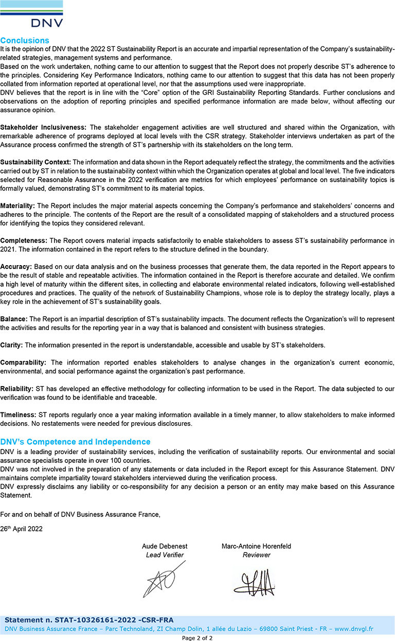 Second page of the assurance report (photo)