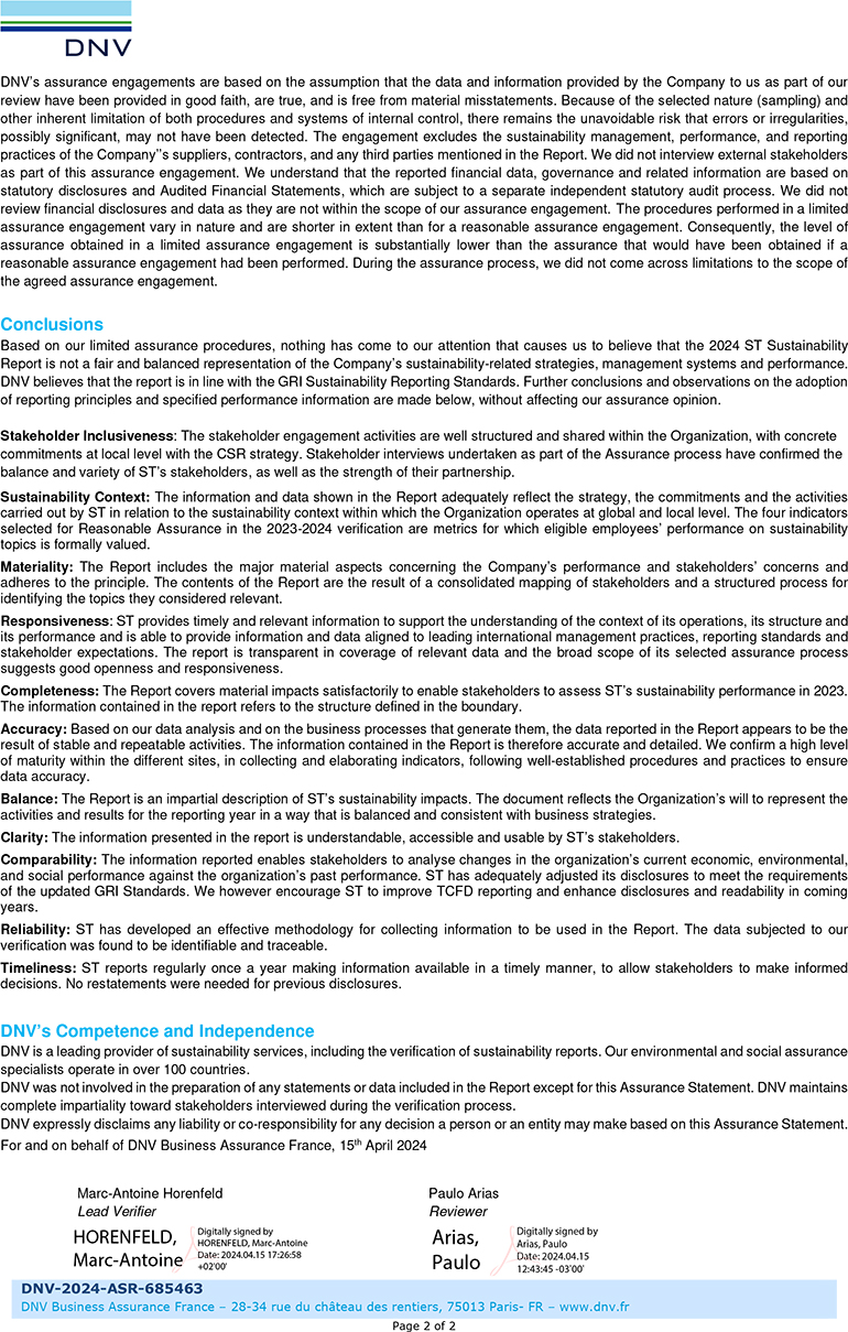 Second page of the assurance report (photo)